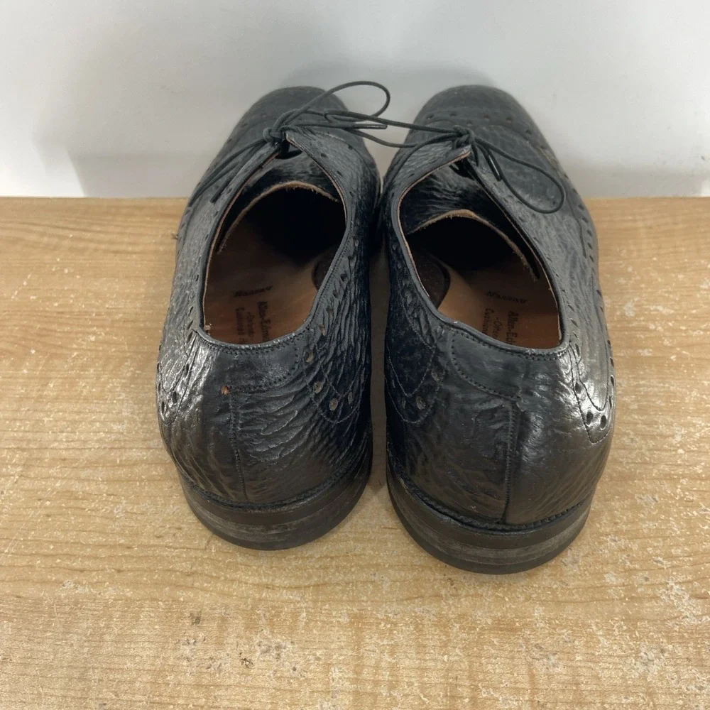 Allen Edmonds Men's Size 13 C Black Sharkskin Nassau Ostendo Oxford Dress Shoes